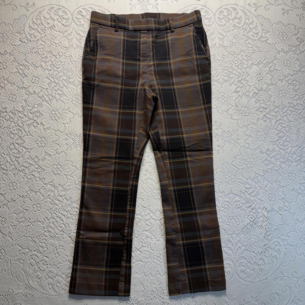 Jules & Leopold Dress Pants Womens S/P Petite Brown Plaid Slim Twill Workwear